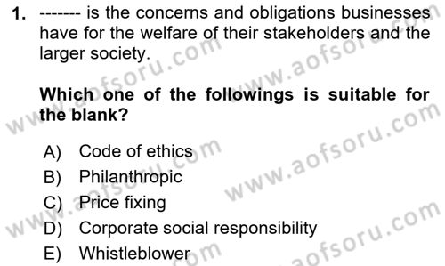 Introduction to Business Dersi 2024 - 2025 Yılı Yaz Okulu Sınav Soruları 1. Soru