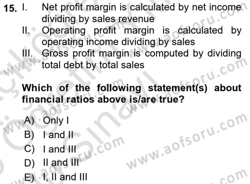 Introduction to Business Dersi 2024 - 2025 Yılı Yaz Okulu Sınav Soruları 15. Soru