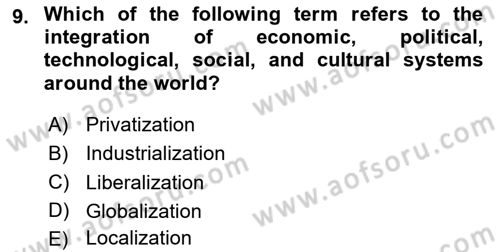 Introduction to Business Dersi 2025 - 2026 Yılı (Vize) Ara Sınav Soruları 9. Soru