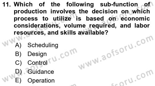 Introduction to Business Dersi 2025 - 2026 Yılı (Final) Dönem Sonu Sınav Soruları 11. Soru