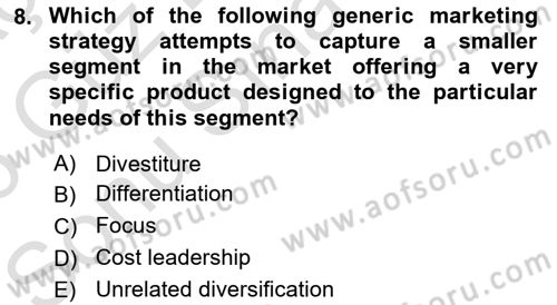 Introduction to Business Dersi 2025 - 2026 Yılı (Final) Dönem Sonu Sınav Soruları 8. Soru