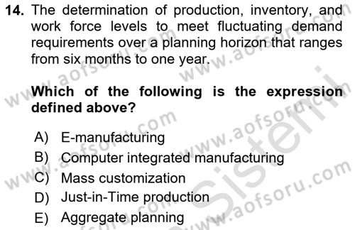Introduction to Business Dersi 2025 - 2026 Yılı Yaz Okulu Sınav Soruları 14. Soru