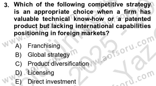 Introduction to Business Dersi 2025 - 2026 Yılı Yaz Okulu Sınav Soruları 3. Soru