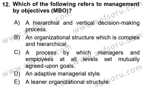 Business Management Dersi 2017 - 2018 Yılı (Vize) Ara Sınav Soruları 12. Soru