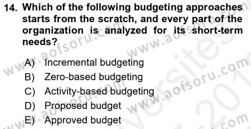 Business Management Dersi 2017 - 2018 Yılı (Vize) Ara Sınav Soruları 14. Soru