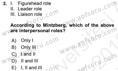 Business Management Dersi 2017 - 2018 Yılı (Vize) Ara Sınav Soruları 3. Soru