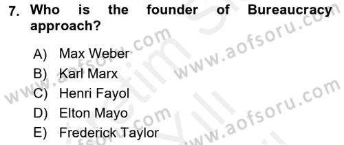 Business Management Dersi 2017 - 2018 Yılı (Vize) Ara Sınav Soruları 7. Soru