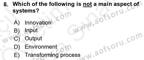 Business Management Dersi 2017 - 2018 Yılı (Vize) Ara Sınav Soruları 8. Soru