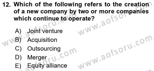 Business Management Dersi 2017 - 2018 Yılı (Final) Dönem Sonu Sınav Soruları 12. Soru