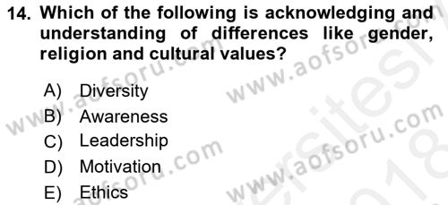 Business Management Dersi 2017 - 2018 Yılı (Final) Dönem Sonu Sınav Soruları 14. Soru