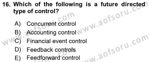 Business Management Dersi 2017 - 2018 Yılı (Final) Dönem Sonu Sınav Soruları 16. Soru