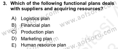 Business Management Dersi 2017 - 2018 Yılı (Final) Dönem Sonu Sınav Soruları 3. Soru