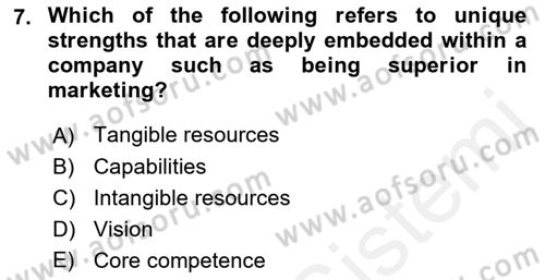 Business Management Dersi 2017 - 2018 Yılı (Final) Dönem Sonu Sınav Soruları 7. Soru
