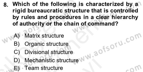 Business Management Dersi 2017 - 2018 Yılı (Final) Dönem Sonu Sınav Soruları 8. Soru