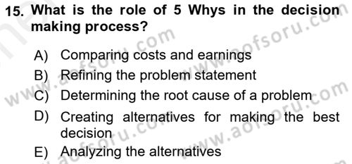 Business Management Dersi 2018 - 2019 Yılı (Vize) Ara Sınavı 15. Soru