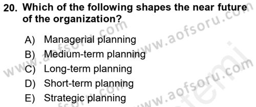 Business Management Dersi 2018 - 2019 Yılı (Vize) Ara Sınavı 20. Soru