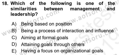 Business Management Dersi 2018 - 2019 Yılı (Final) Dönem Sonu Sınav Soruları 18. Soru