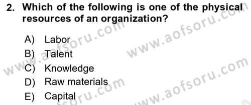 Business Management Dersi 2018 - 2019 Yılı (Final) Dönem Sonu Sınav Soruları 2. Soru