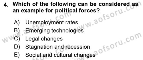 Business Management Dersi 2018 - 2019 Yılı (Final) Dönem Sonu Sınav Soruları 4. Soru