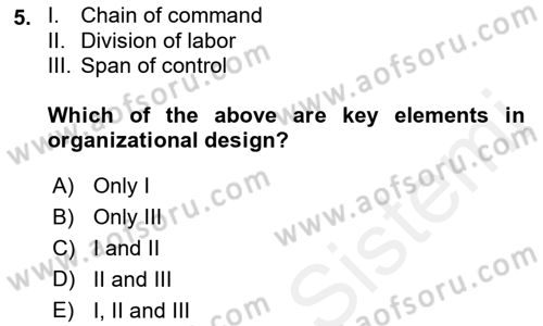 Business Management Dersi 2018 - 2019 Yılı (Final) Dönem Sonu Sınav Soruları 5. Soru