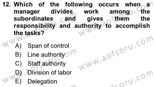 Business Management Dersi 2018 - 2019 Yılı Yaz Okulu Sınav Soruları 12. Soru