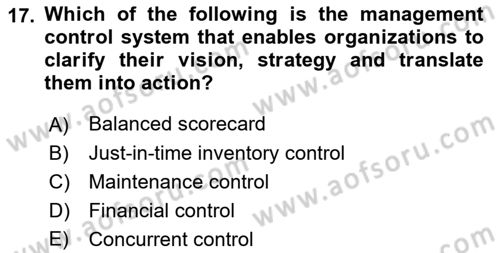Business Management Dersi 2018 - 2019 Yılı Yaz Okulu Sınav Soruları 17. Soru