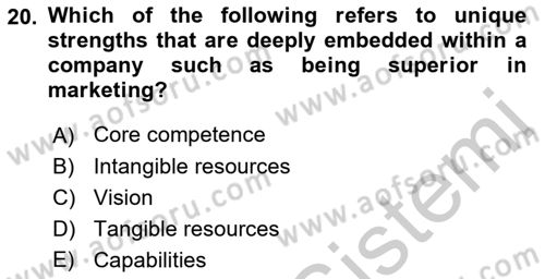 Business Management Dersi 2018 - 2019 Yılı Yaz Okulu Sınav Soruları 20. Soru