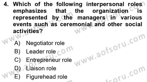 Business Management Dersi 2018 - 2019 Yılı Yaz Okulu Sınav Soruları 4. Soru