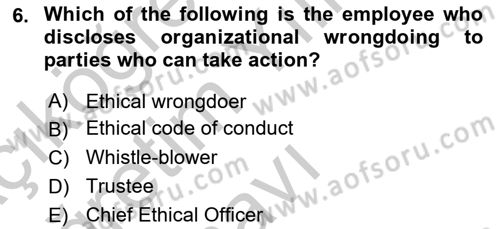Business Management Dersi 2018 - 2019 Yılı Yaz Okulu Sınav Soruları 6. Soru