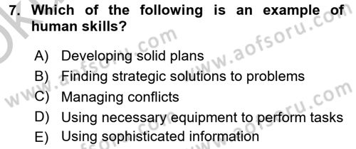 Business Management Dersi 2018 - 2019 Yılı Yaz Okulu Sınav Soruları 7. Soru