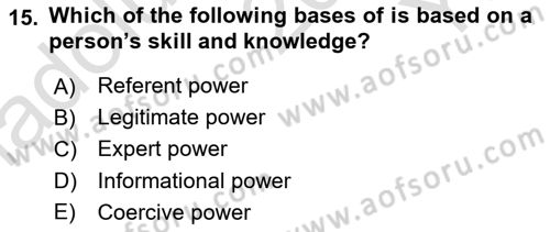 Business Management Dersi 2020 - 2021 Yılı Yaz Okulu Sınav Soruları 15. Soru