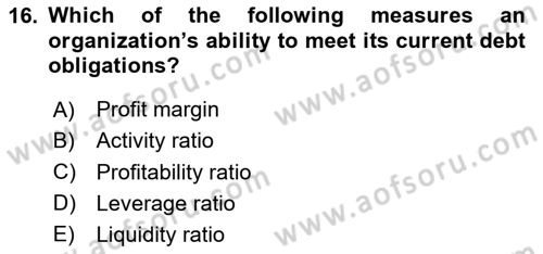 Business Management Dersi 2020 - 2021 Yılı Yaz Okulu Sınav Soruları 16. Soru