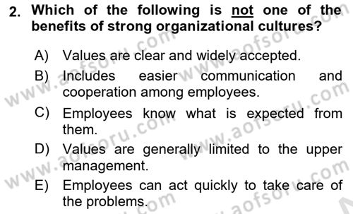 Business Management Dersi 2020 - 2021 Yılı Yaz Okulu Sınav Soruları 2. Soru