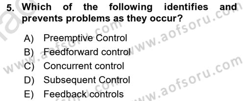 Business Management Dersi 2020 - 2021 Yılı Yaz Okulu Sınav Soruları 5. Soru