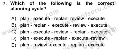 Business Management Dersi 2020 - 2021 Yılı Yaz Okulu Sınav Soruları 7. Soru