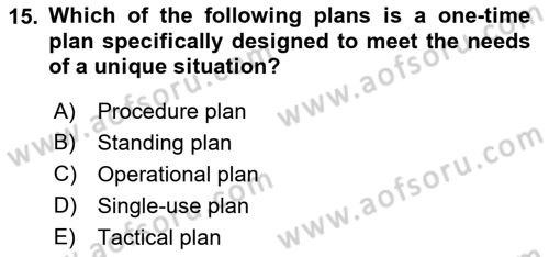 Business Management Dersi 2021 - 2022 Yılı (Vize) Ara Sınav Soruları 15. Soru