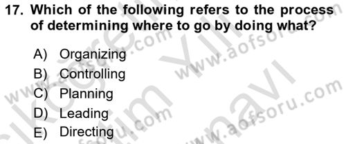 Business Management Dersi 2021 - 2022 Yılı (Vize) Ara Sınav Soruları 17. Soru