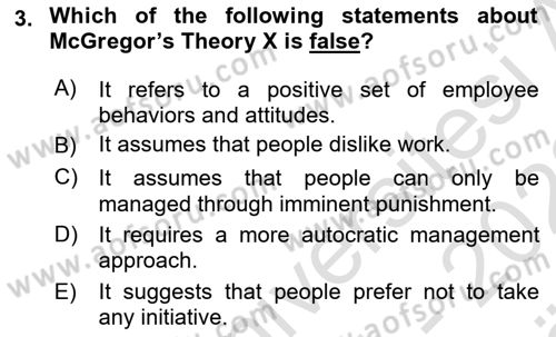 Business Management Dersi 2021 - 2022 Yılı (Vize) Ara Sınav Soruları 3. Soru