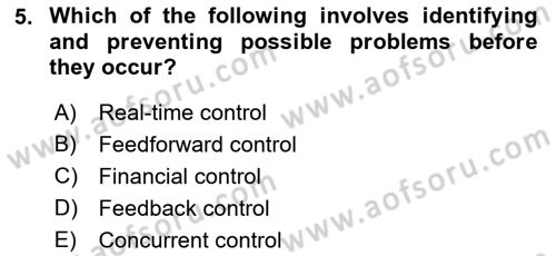Business Management Dersi 2021 - 2022 Yılı (Vize) Ara Sınav Soruları 5. Soru