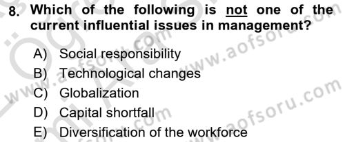Business Management Dersi 2021 - 2022 Yılı (Vize) Ara Sınav Soruları 8. Soru