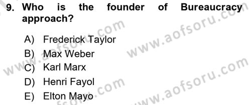 Business Management Dersi 2021 - 2022 Yılı (Vize) Ara Sınav Soruları 9. Soru