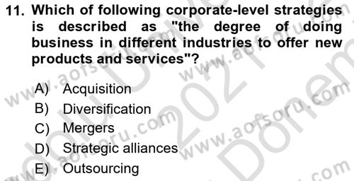 Business Management Dersi 2021 - 2022 Yılı (Final) Dönem Sonu Sınav Soruları 11. Soru