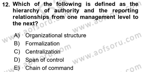 Business Management Dersi 2021 - 2022 Yılı (Final) Dönem Sonu Sınav Soruları 12. Soru