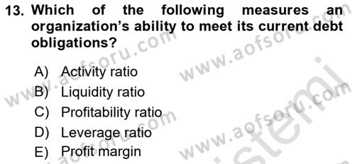 Business Management Dersi 2021 - 2022 Yılı (Final) Dönem Sonu Sınav Soruları 13. Soru