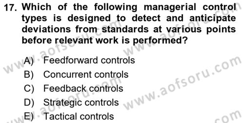 Business Management Dersi 2021 - 2022 Yılı (Final) Dönem Sonu Sınav Soruları 17. Soru