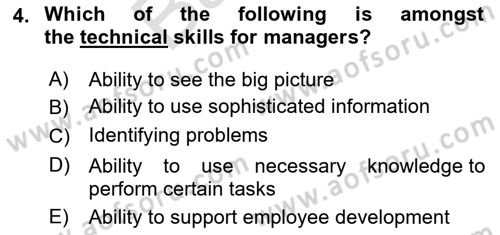 Business Management Dersi 2021 - 2022 Yılı (Final) Dönem Sonu Sınav Soruları 4. Soru