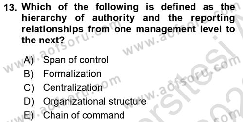 Business Management Dersi 2021 - 2022 Yılı Yaz Okulu Sınav Soruları 13. Soru