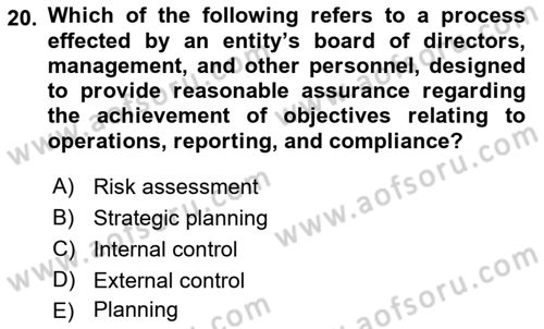 Business Management Dersi 2021 - 2022 Yılı Yaz Okulu Sınav Soruları 20. Soru