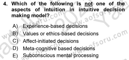 Business Management Dersi 2021 - 2022 Yılı Yaz Okulu Sınav Soruları 4. Soru
