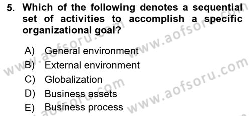 Business Management Dersi 2021 - 2022 Yılı Yaz Okulu Sınav Soruları 5. Soru
